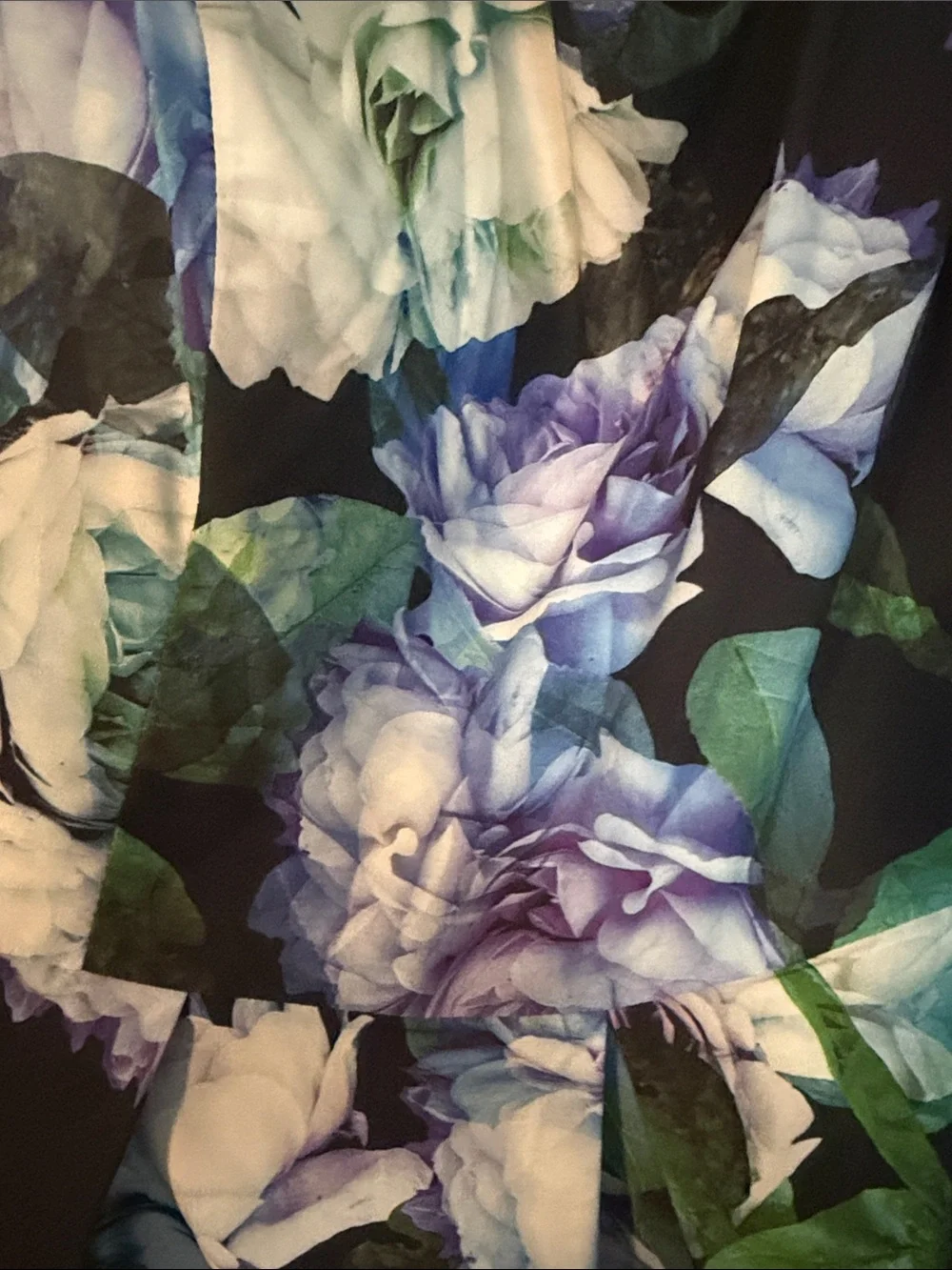 City Chic Black Floral V-Neck Midi Dress with Purple & White Blooms size 20 - Picture 3 of 6